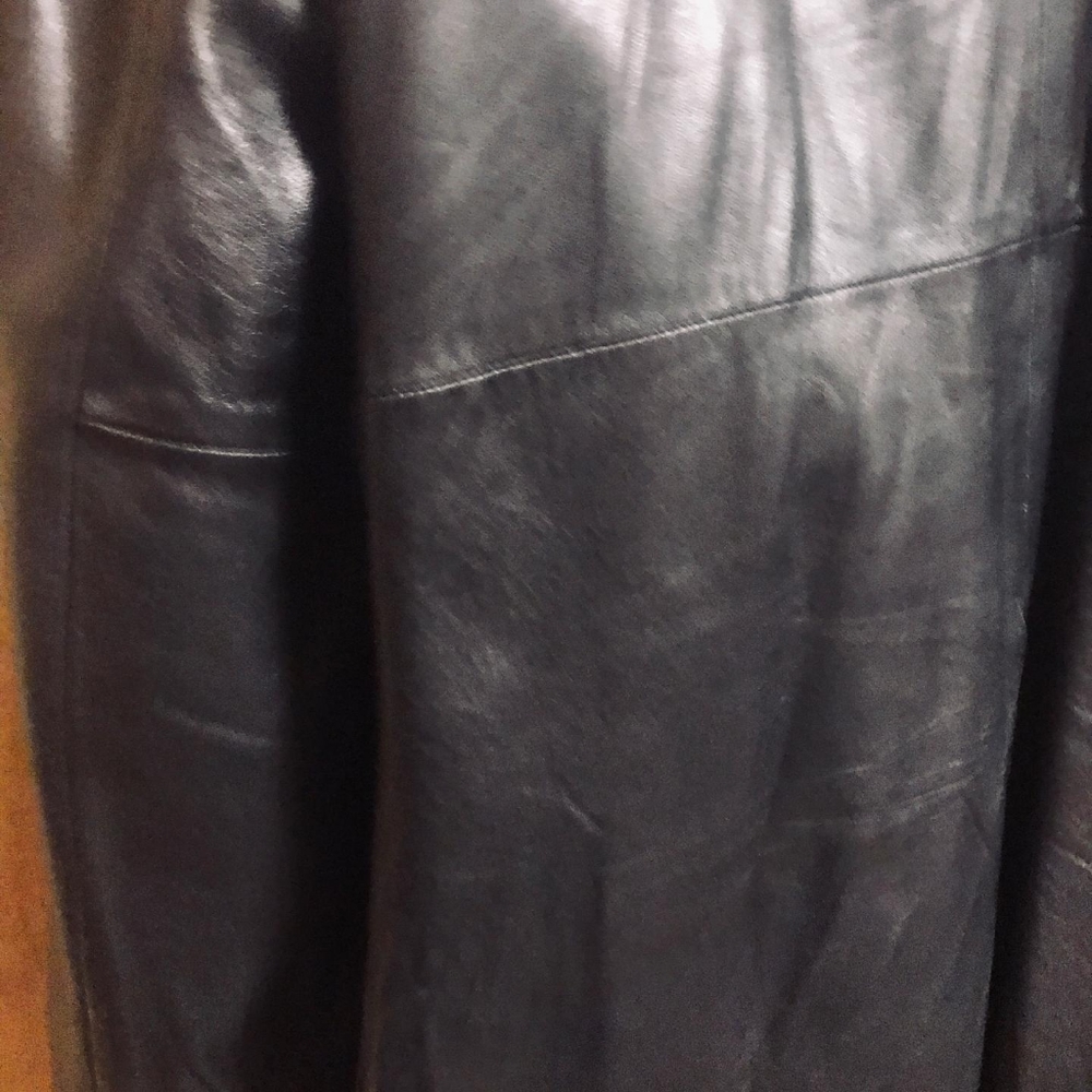 Black Leather Button-Down Jacket - image 4